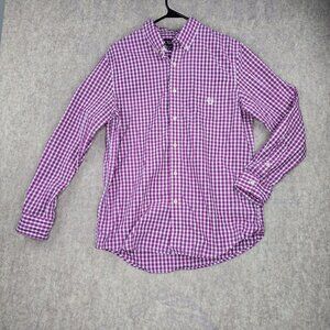 Chaps Mens Pink Checkered Long Sleeve Shirt M 60% Cotton/40% Polyester